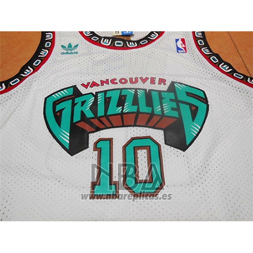 Camiseta Vancouver Grizzlies Mike Bibby NO 10 Historic Retro Blanco